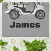 Personalized Name Golfer Christmas Golf Cart Xmas  Theedoek (Gevouwen)