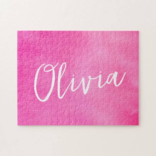 Personalized Name Gradient Ombre Pink Legpuzzel (Horizontaal)