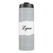 Personalized Name Gray Gingham Pattern Thermosbeker (Voorkant)
