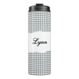 Personalized Name Gray Gingham Pattern Thermosbeker