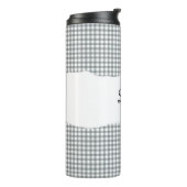 Personalized Name Gray Gingham Pattern Thermosbeker (Gedraaid links)