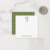 Personalized Name Green Bow Notitiekaartje (Voorkant / Achterkant in situ)