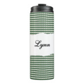 Personalized Name Green Gingham Pattern Thermosbeker (Voorkant)