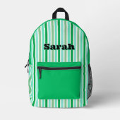 Personalized Name GREEN LINE STRIPES Bedrukte Rugzak (Voorkant)