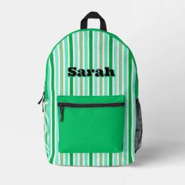 Personalized Name GREEN LINE STRIPES Bedrukte Rugzak