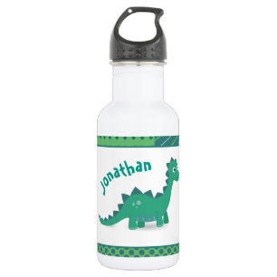 Personalized name grenn dinosaur water bottle waterfles 
