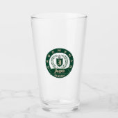 Personalized Name Groomsman Green Heraldic Glas (Voorkant)