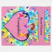 Personalized name Heart and Fairies Fleece Deken (Voorkant (Horizontaal))