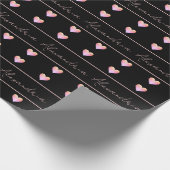Personalized Name Heart Black Cadeaupapier (Hoek)