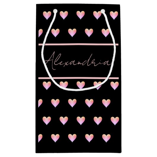 Personalized Name Heart Black Klein Cadeauzakje (Achterkant)