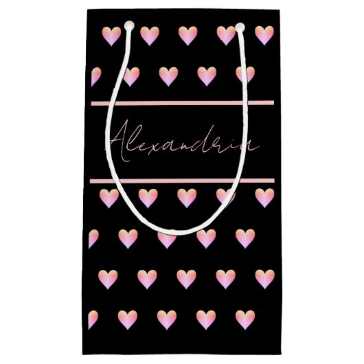 Personalized Name Heart Black Klein Cadeauzakje (Voorkant)