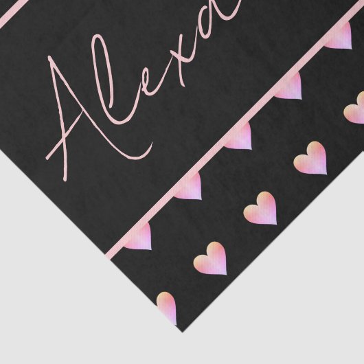 Personalized Name Heart Black Tissuepapier (Detail)