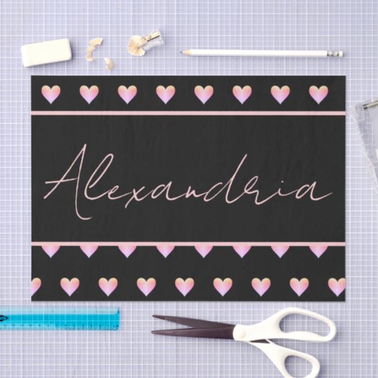 Personalized Name Heart Black Tissuepapier (Craft)