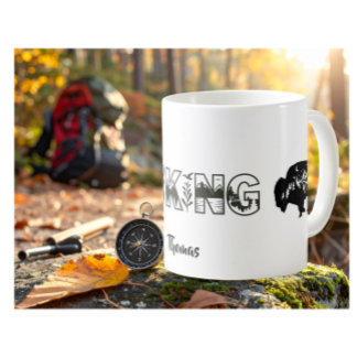 Personalized Name Hiker Nature Buffalo B&W Koffiemok