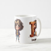 Personalized Name & I Sleepy Morning Plaid Charact Koffiemok (Voorkant rechts)