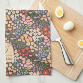 Personalized Name & Initial Floral Kitchen Towel Theedoek (Quarter Fold)