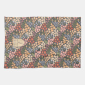 Personalized Name & Initial Floral Kitchen Towel Theedoek (Horizontaal)