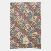 Personalized Name & Initial Floral Kitchen Towel Theedoek (Verticaal)