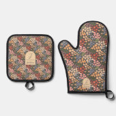 Personalized Name & Initial Floral Ovenwant & Pannenlap Set (Voorkant)