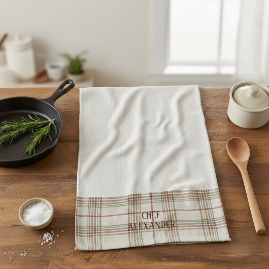 Personalized Name Kitchen Tea Towel - White Theedoek