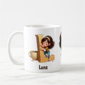 Personalized Name & L Sleepy Morning Plaid Charact Koffiemok (Links)