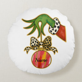 personalized Name Leopard Bow Parrot Ornament Rond Kussen