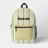 Personalized Name LIGHT GREEN LINE STRIPES Bedrukte Rugzak (Voorkant)
