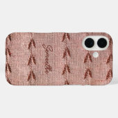 Personalized Name Linen Toile Powder Pink Stripes Case-Mate iPhone Case (Achterkant (horizontaal))