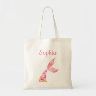 Personalized Name Mermaid Tail Girl Kids Tote Bag