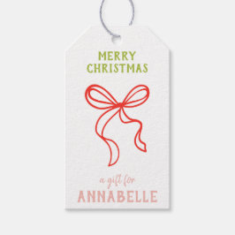 Personalized Name Merry Christmas Bow Cadeaulabel