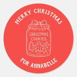 Personalized Name Merry Christmas Cookies Ronde Sticker