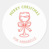 Personalized Name Merry Christmas Drink Ronde Sticker (Voorkant)