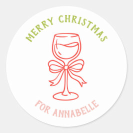 Personalized Name Merry Christmas Drink Ronde Sticker