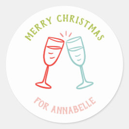 Personalized Name Merry Christmas Drink Ronde Sticker