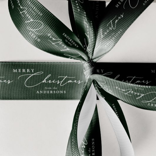 Personalized Name Merry Christmas Elegant Script Grosgrain Lint