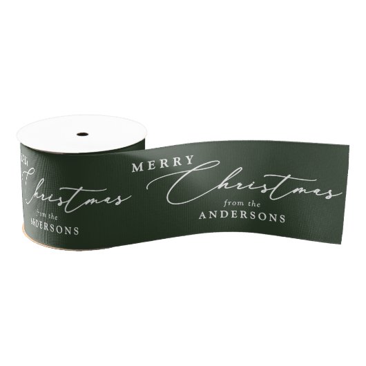 Personalized Name Merry Christmas Elegant Script Grosgrain Lint (Spoel)