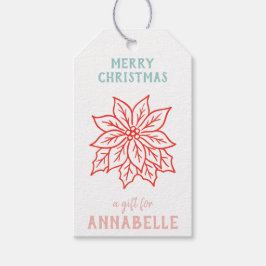 Personalized Name Merry Christmas Flower Cadeaulabel