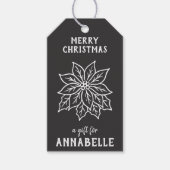 Personalized Name Merry Christmas Flower Cadeaulabel (Voorkant)
