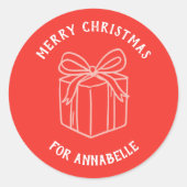 Personalized Name Merry Christmas Gift Ronde Sticker (Voorkant)