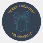 Personalized Name Merry Christmas Gift Ronde Sticker (Voorkant)