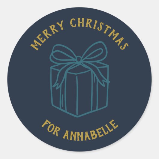 Personalized Name Merry Christmas Gift Ronde Sticker (Voorkant)