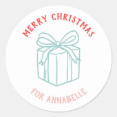 Personalized Name Merry Christmas Gift Ronde Sticker (Voorkant)