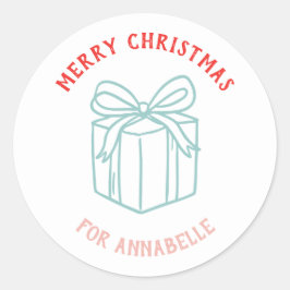 Personalized Name Merry Christmas Gift Ronde Sticker