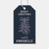 Personalized Name Merry Christmas Mistletoe Cadeaulabel (Voorkant)