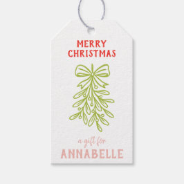Personalized Name Merry Christmas Mistletoe Cadeaulabel