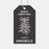 Personalized Name Merry Christmas Mistletoe Cadeaulabel (Voorkant)