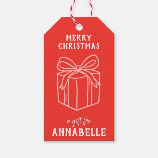 Personalized Name Merry Christmas Present Cadeaulabel (Voorkant)