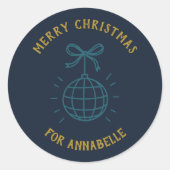 Personalized Name Merry Christmas Ronde Sticker (Voorkant)