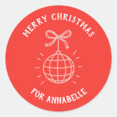 Personalized Name Merry Christmas Ronde Sticker (Voorkant)