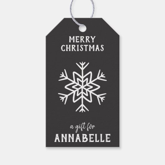 Personalized Name Merry Christmas Snowflake Cadeaulabel (Voorkant)